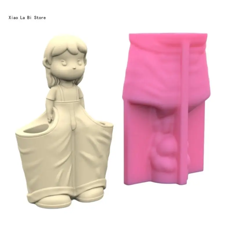 

Pants Girl Pen Holder Flower Pot Epoxy Resin Mold Plaster Crafts Making Supplies XXFD