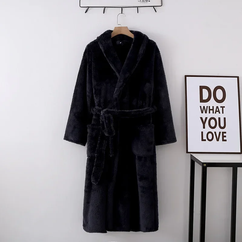 Women Dress Women Sleepwear Sleepwear Pajamas Cotton Bathrobe winter thickened flannel pajamas for lovers men's and women's warm bathrobes household clothes robes bath robe