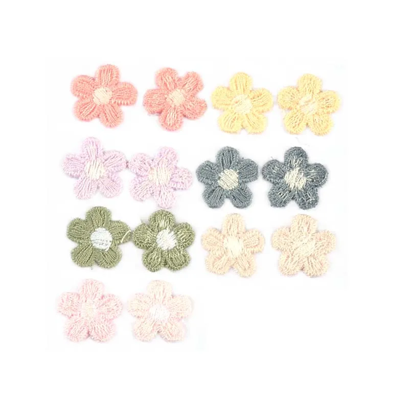 50pcs 1.7cm Mixed Color Flower Embroidery Patches For DIY Clothing Appliques Decor Graments Sewing Accessories Handmade Crafts