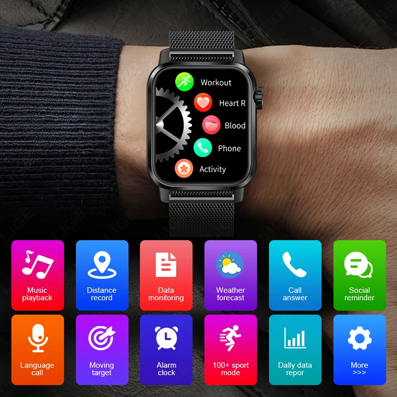 60Hz High Brush Smart Watch Man Bluetooth Call Sports Fitness Tracker IP68 Waterproof Bracelet Women Smartwatch For Android IOS