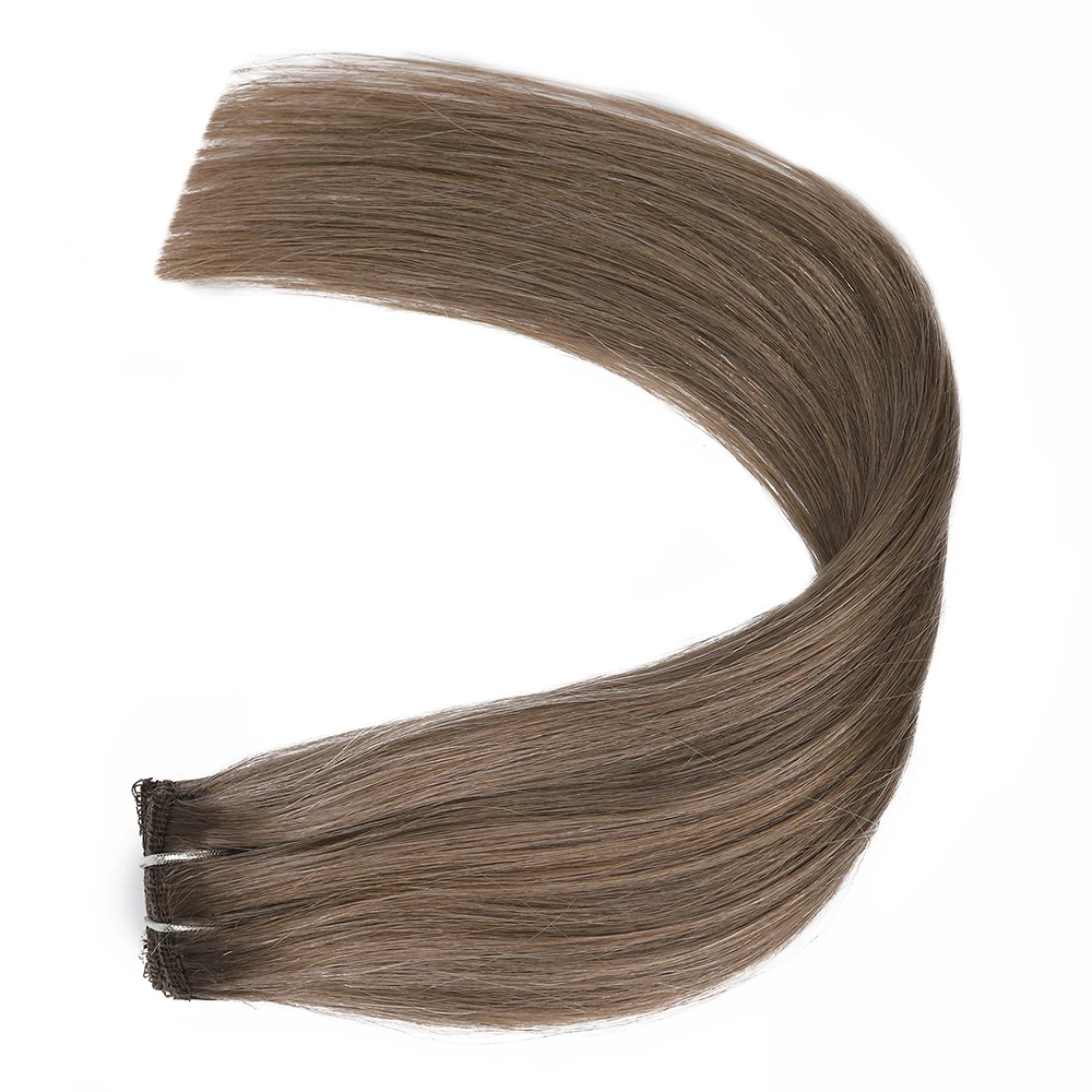 25g 5pcs Brazilian human hair ash light brown #8 straight clip-in hair extensions for women