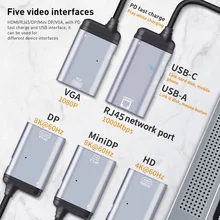 

Mini USB 3.1 Type-C Hub C4K Video Converter With PD 100W Charge Cable USB C To HDMI-Compatible VGA DP For MacBook Air Pro Switch