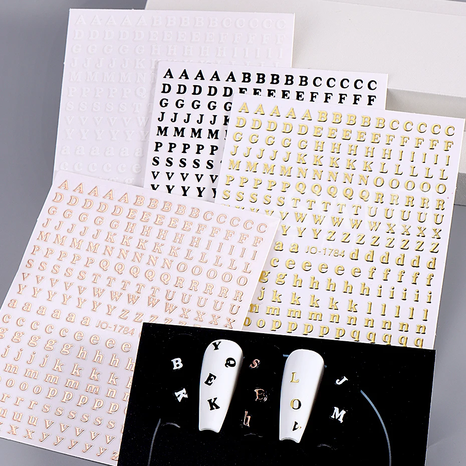 3pcs Small 26 Alphabet Letter Number Sticker Roman Letter Nail Stickers Uppercase Lower Case English Letter Design Stickers DIY