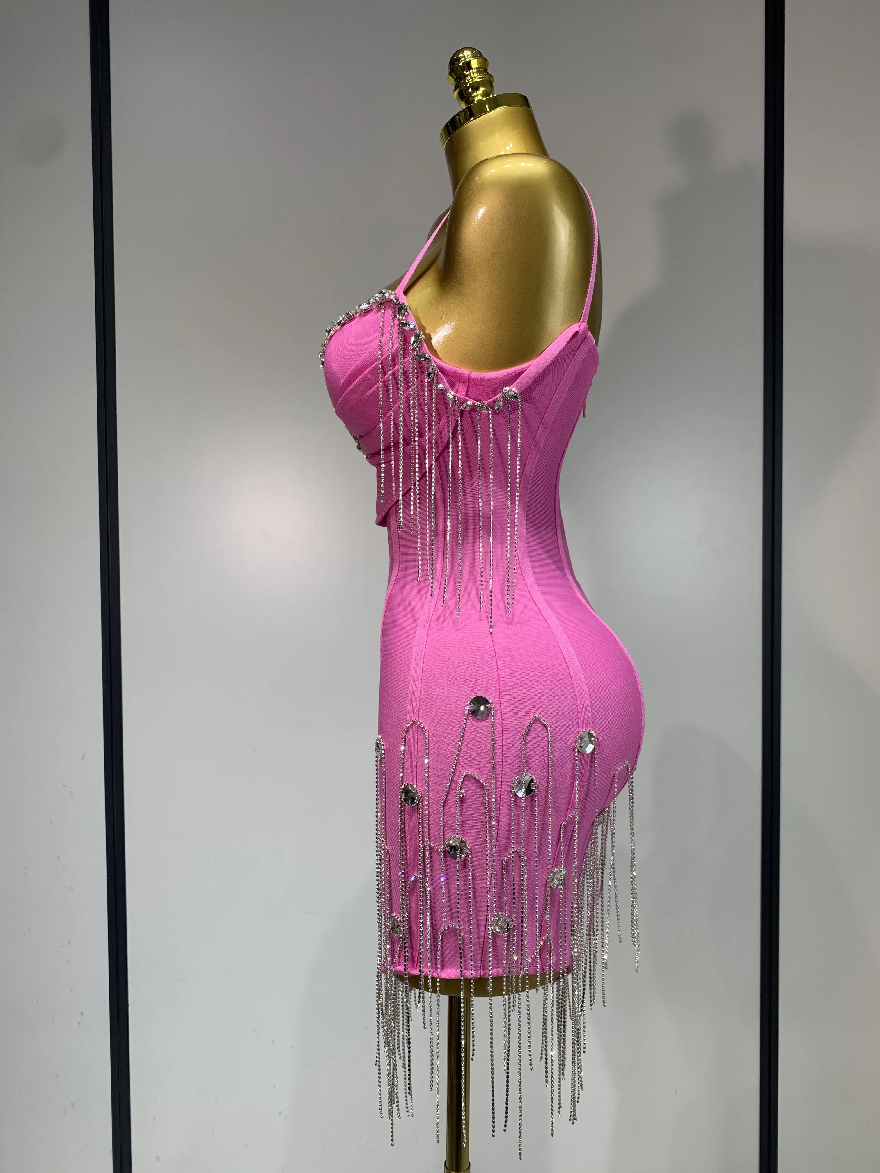 Sexy Backless Spaghetti Strap Bodycon Sleeveless Bandage Dress Elegant Prom Gown Club Evening Party Luxury Birthday Dresses 3