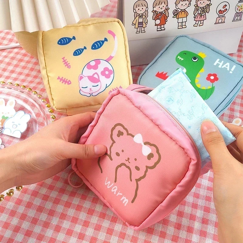 Small Storage Bag Cartoon Sanitary Napkin Bag Women Pouch Napkin Cosmetic Bags Organizer Ladies MakeupBag Girls Hygiene Pad Bags storage bag