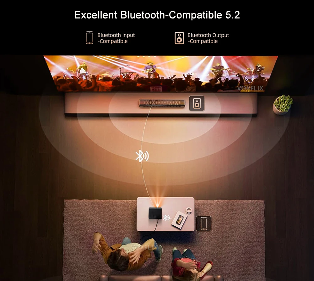 VOXFLIX VF71 풀 HD 1080P 23000:1 명암비 35000 루멘 자동 초점 프로젝터 홈 시어터 지능형 프로젝션