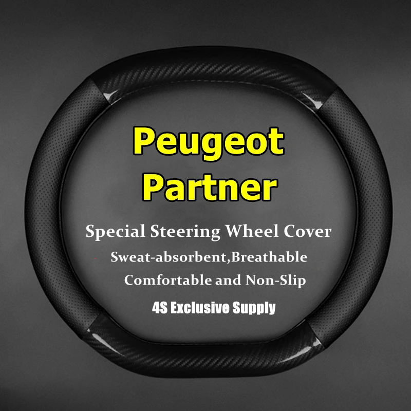 No Smell Thin For Peugeot Partner Steering Wheel Cover Leather Carbon Fiber Fit Tepee 2015 2018