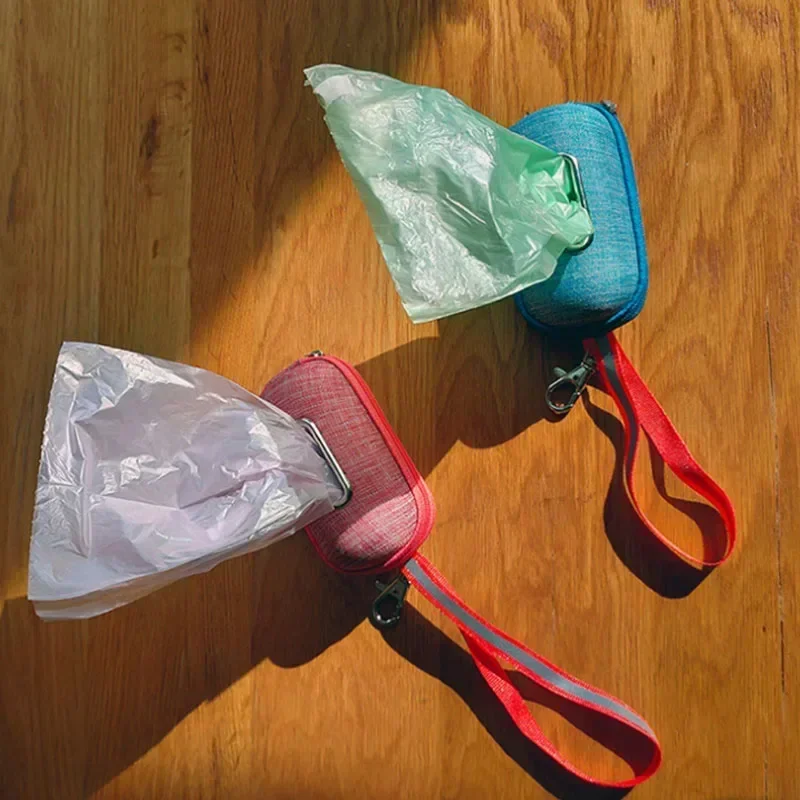 Pet Poop Bag Holder Portable Dog Poop Bag Dispenser Pick Up Bags Rope Cleaning Waste Garbage Box