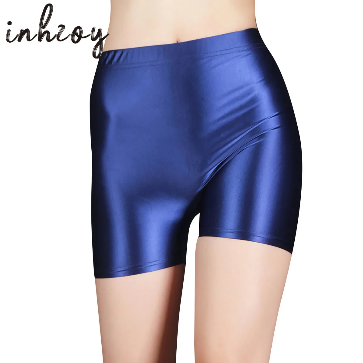 Pantaloncini Lucidi Da Donna Slip Boxer Eleganti Mutandine Olio Lucido Raso Hot Pants Allenamento Fitness Yoga Calzamaglia Sportiva Leggings Corti