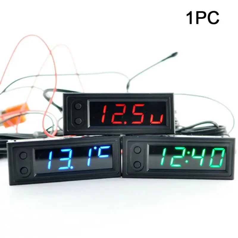 

1x12V-3in1 Vehicle Car Kit Thermometer Voltmeter Mini LED Display Digitals Voltmeter Panel Volt Voltage Meter Tester-Accessories