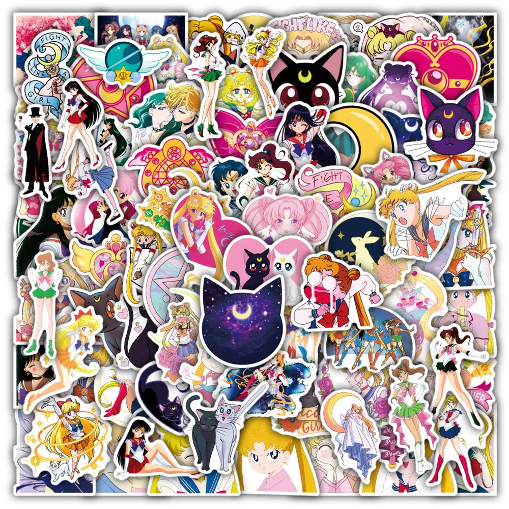 10/30/50/100pcs Cute Sailor Moon Anime Stickers for Kids DIY Phone Skateboard Laptop Car Waterproof Kawaii Cartoon Sticker Toys