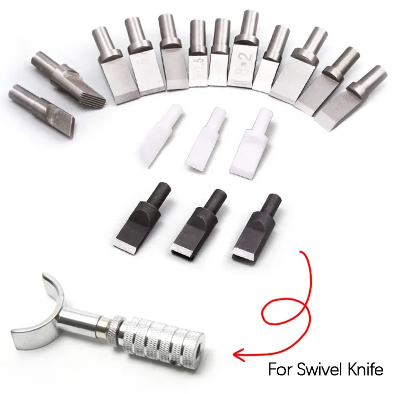 Leather Knife Head Replace Knife Head for Leather Swivel Knife Carving Cutter Standard Size Blades and Rotate Professional Leather Craftsman Tools