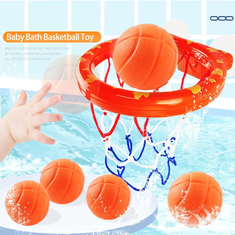 Kid Bath Basketball Hoop Bathtub Water Play Toys Baby Bath Toy Toddler Bathroom Suction Cup Shooting Basket for Gift 4