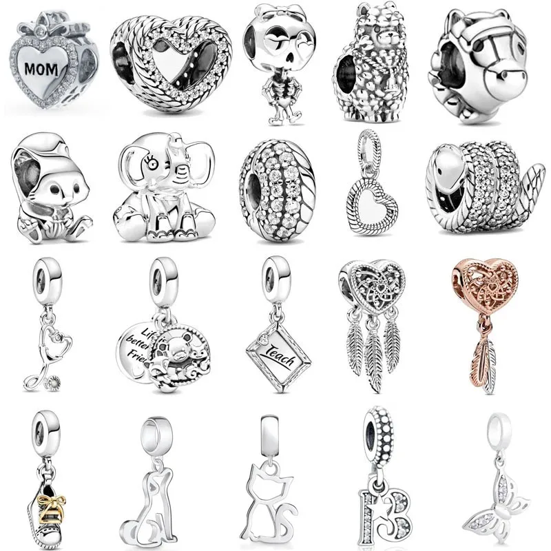 Snake Chain Pattern Open Heart Skeleton Girl DIY Fine Beads Fit Original Charms 925 Silver Bracelet Jewelry