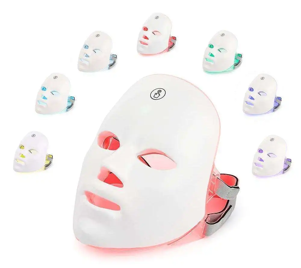 7 Colors LED Face Beauty Machine Photon Facial Mask Skin Tighten Rejuvenation Facial Neck Mask Rechargeable facial neck mask led facial mask facial machine