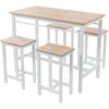 Kitchen Table Set for 4, Modern High Top Table with 4 High Bar Stools, 5-Piece Counter Height Dining Table Set White Oak 6