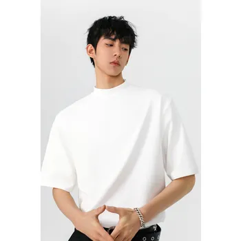 T-shirt da uomo in cotone bianco nero manica corta Sport PALESTRA Corsa T-shirt fitness Top per uomo T-shirt casual con collo a lupetto