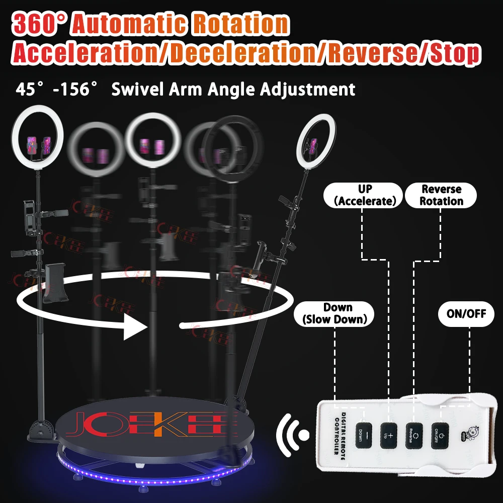 360 사진 부스 자동 360 부스, 비디오 이벤트 360 부스 회전 기계 100, 115cm 파티 웨딩 사진 부스, 360 도