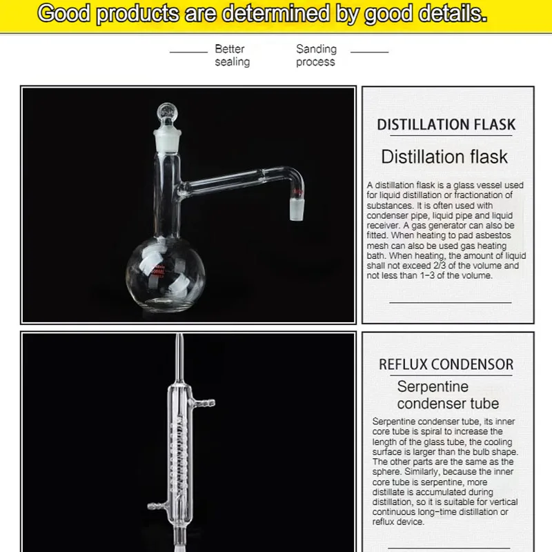 Essential Oil Extraction Separator Device Distillation Condenser Distilled Water Purification Extraction Full Set stainless steel distiller distillation column