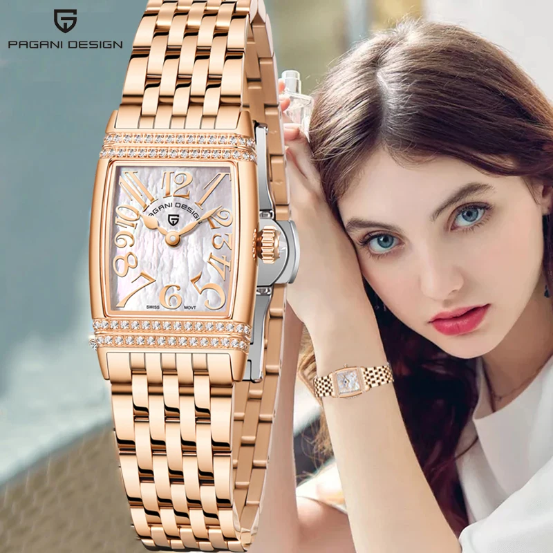 Pagani Design New 22Mm Orologi Al Quarzo Da Donna Luxury Sapphire Glass Leisure Watch 50M Orologio Impermeabile In Acciaio Inossidabile Per Donna
