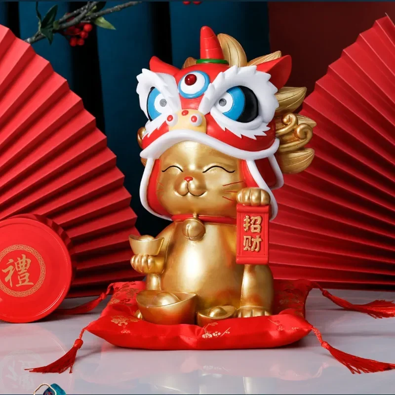 

Lucky Resin Forbidden Opening Gifts, Cultural City Decor, Practical Gi Creative Cat And Lion Dance Home Store Wealth,