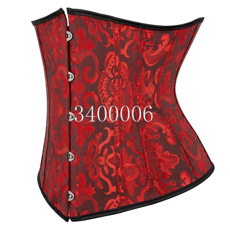 Caudutas Corset Underbust Women's Gothc Sexy Lingerie Top Jacquard Floral Costume Halloween Plus Size Red White Black Pink Green