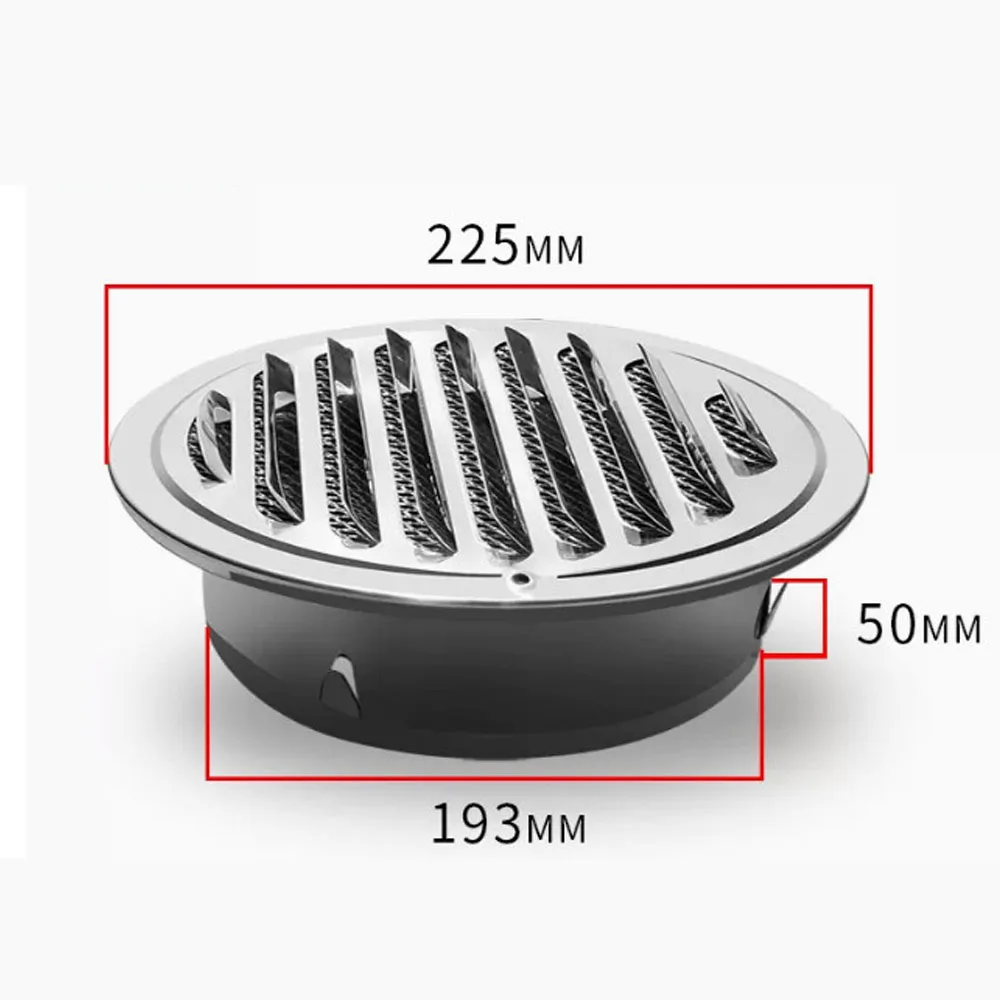 304 Flat Head Stainless Steel Cowl Vent Duct Exhaust Grille Rat-proof Smoke Exhaust Pipe Outside Wall Toilet Outlet Cover