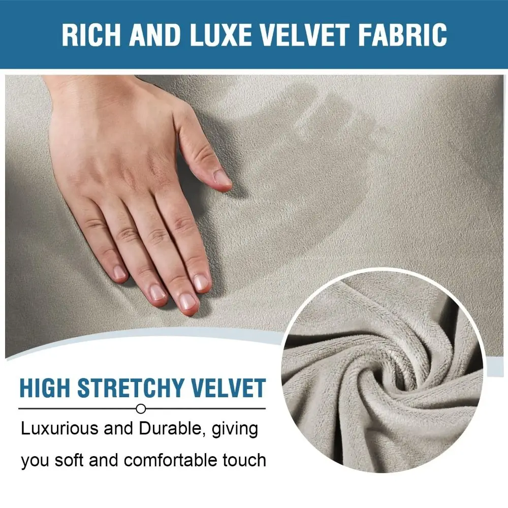 Stretchy Recliner Chair Covers Velvet Stay in Place Couch Slipcovers Non Slip Form Fitter Sofa Protector Home Theater Seating