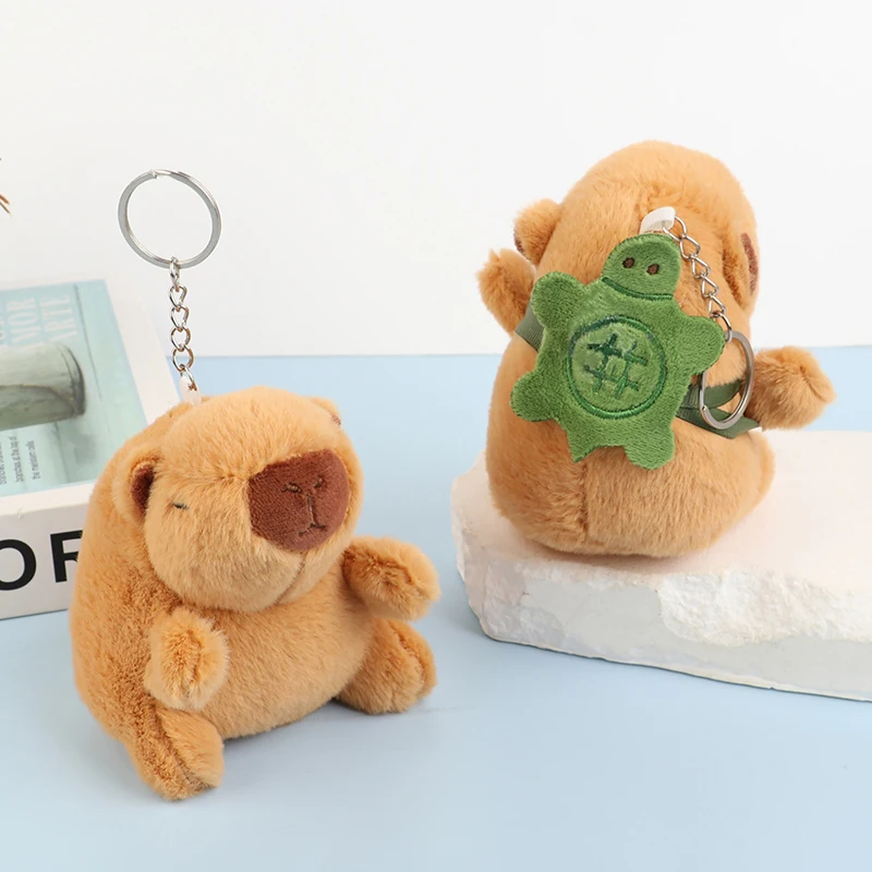 

Cartoon Capybara Plush Toy Animal Turtle Shell Guinea Pig Pendant Stuffed Doll Keychain Backpack Car Bag Keyring Decor Gift