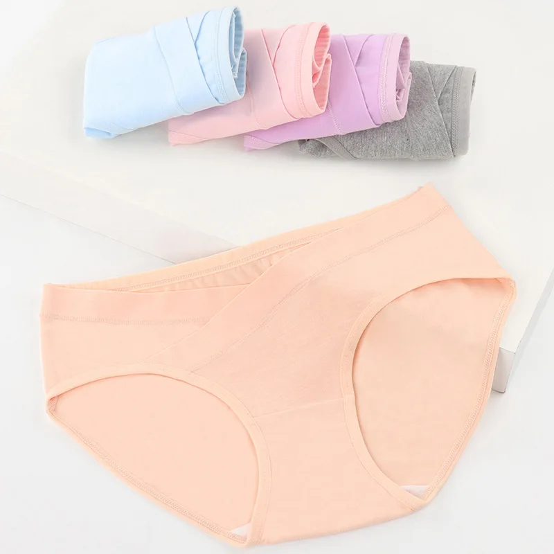 5PCS Cotton Low Waisted Belly Support Underwear For Pregnant Women Comfortable Traceless Oversized Woman Triangle Pants