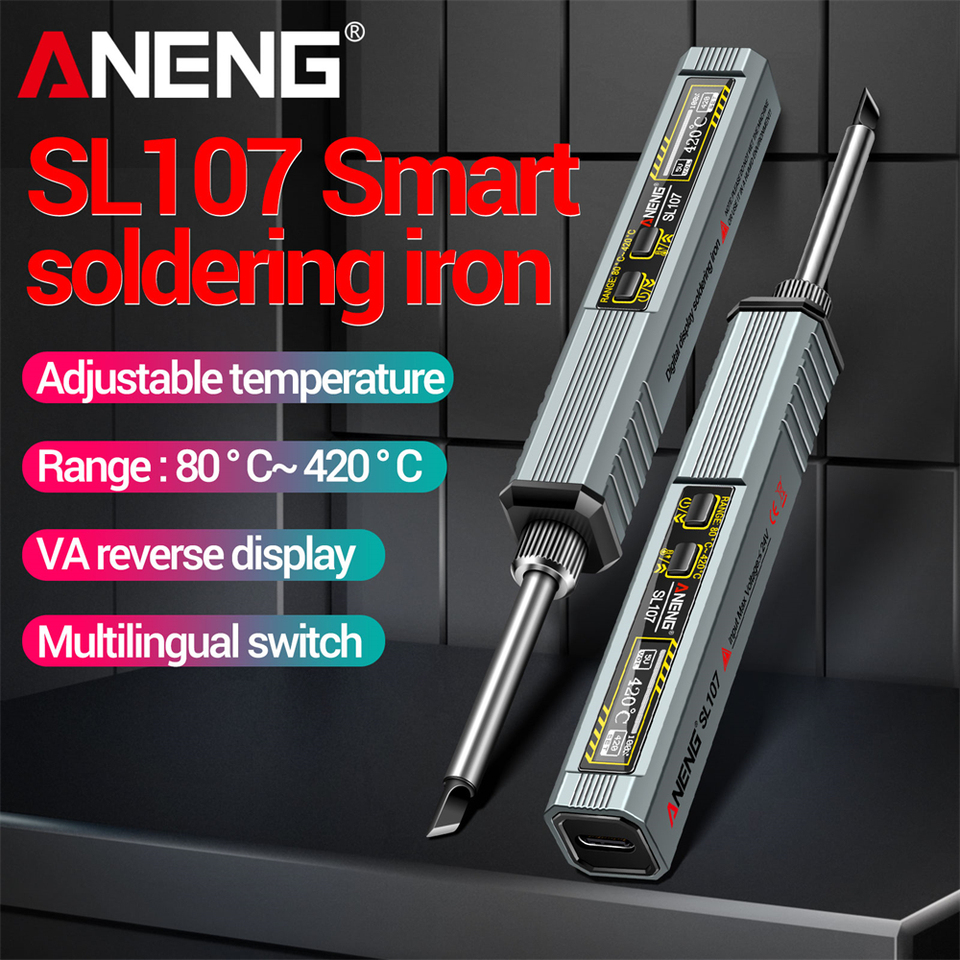 ANENG SL107 Smart Soldering Iron 65W Fast Heat Portable Repair Adjustable Temperature 80-420â Smart Welding Solder Iron Tip Tool