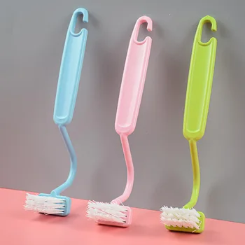 Spazzola per pulizia WC curva in plastica Spazzola per pulizia bordo angolare WC a forma di V per finestra del bagno Cucina Bordo WC 1