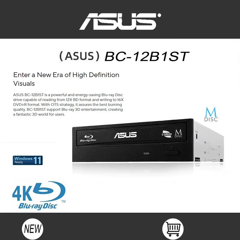 ASUS Black 12X BD-ROM 16X DVD-ROM 48X CD-ROM SATA Internal Blu-Ray Drive (BC-12B1ST) 1