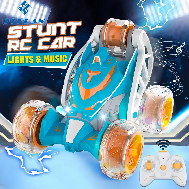 

KF22 Tumble Stunt Car 360 Degree Dump Truck Spray Light Music Electric Remote Control Car Rechargeable Children's Toys