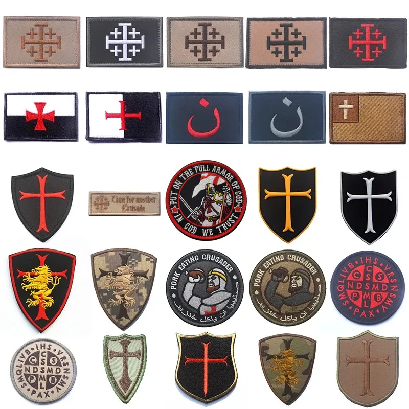 Rytíři templar vyšívané patche kříž vojenství pvc bh patche taktická potírat guma výšivka odznaky pro bundy šatstvo
