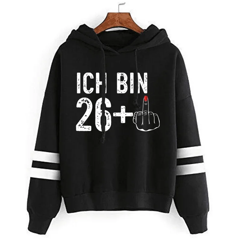 

ICH BIN 26 Plus Print Tracksuit Men Funny Hoodies Middle Finger Graphic Sweatershirt Vintage Aesthetic Hoodie Y2k Fashion Hoody