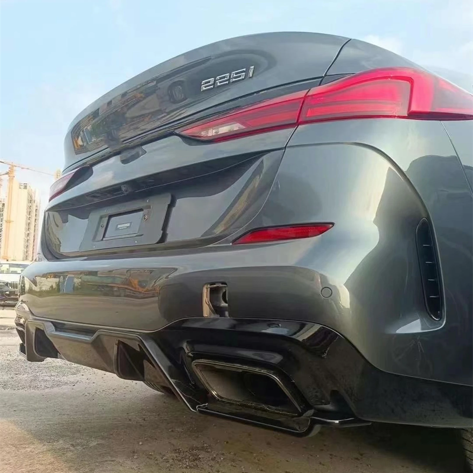 BMW 2 시리즈 F44 218d 220i 228i M235i 2020-24 M 스포츠 그란 쿠페용 글로스 블랙 부트 스포일러 스플리터 리어 범퍼 디퓨저 립