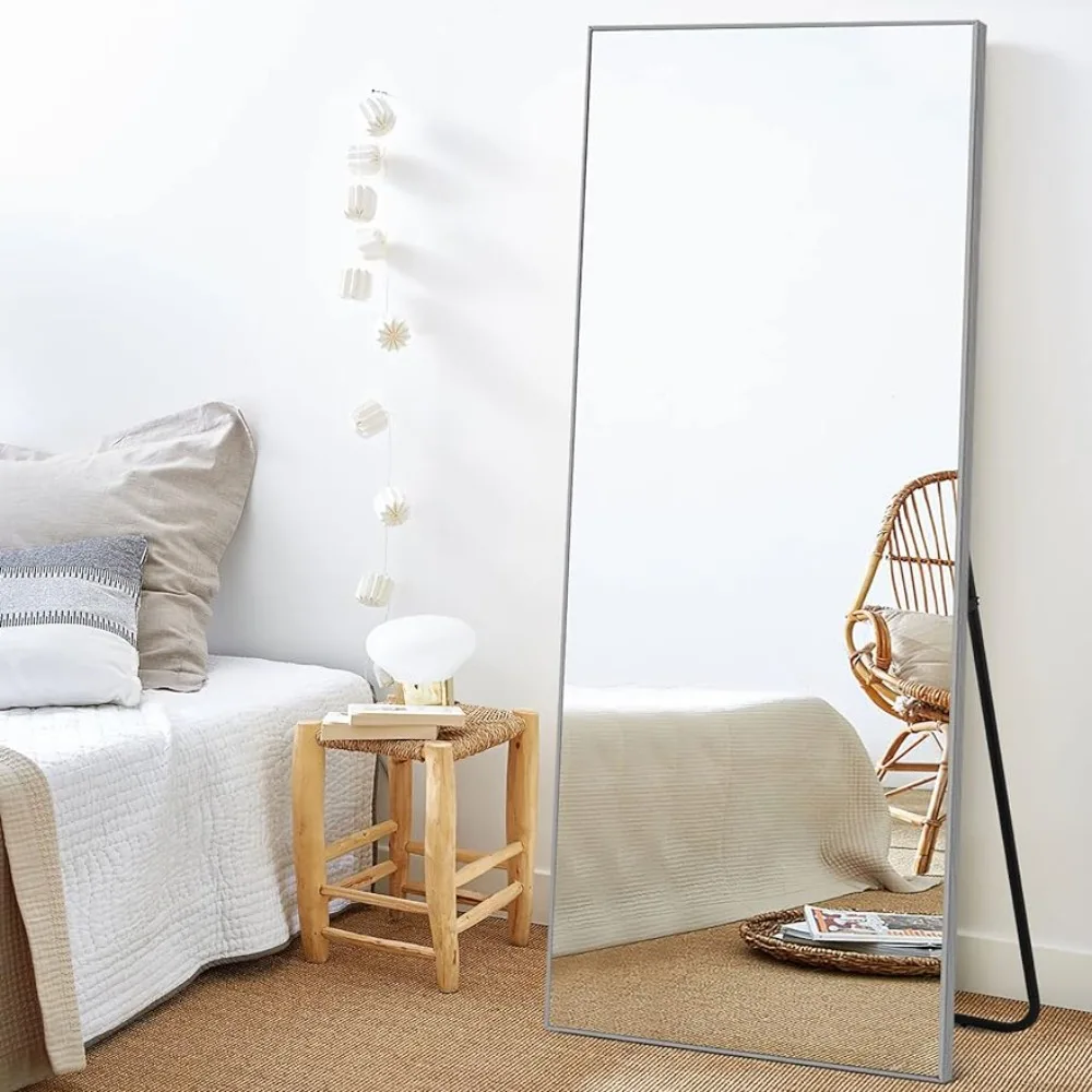 

Full Length Mirror Wall Mounted Mirror Free Standing Mirror With a Stand Mirrors for Bedroom Elegant Large Body Light Up Glass