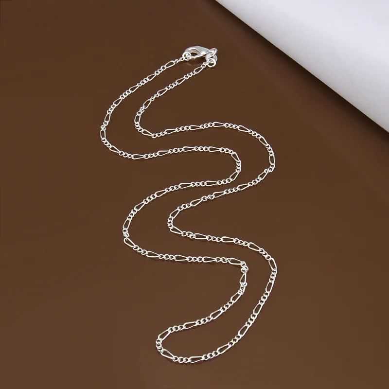 40cm-70cm 925 Sterling silver 2MM chain necklace 16-30inch Charm wedding for women Men jewelry fashion pendant necklace silver necklace silver necklace charms