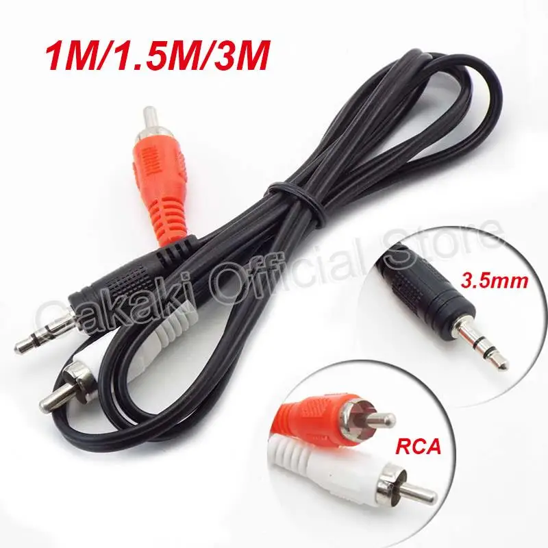 

3.5mm Stereo Jack Mini Plug to 2 RCA Male Splitter Connector Phono Audio Speaker Adapter Cables