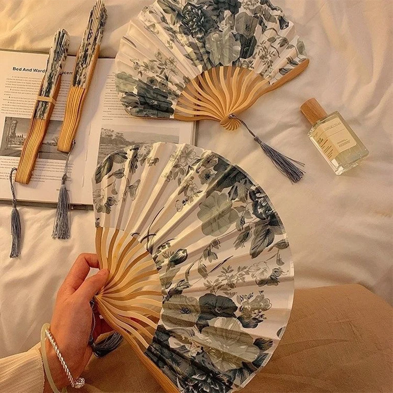 Chinese Japanese Style Silk Folding Fan Wedding Art Gift