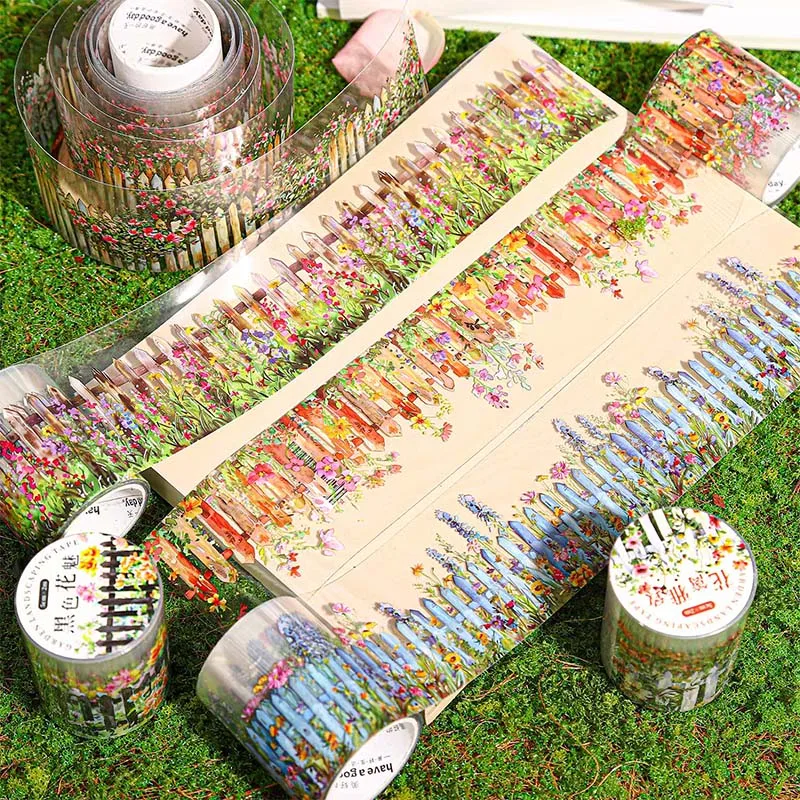 50mm*2m flower plants PET Tapes DIY Scrapbooking Collage Junk Journal Sticker Stationery Adhesive Decor Planner Letters Stickers decorative stickers self adhesive stickers stationery stickers adhesive stickers floral stickers stationery tapes diy scrapbooking accessories