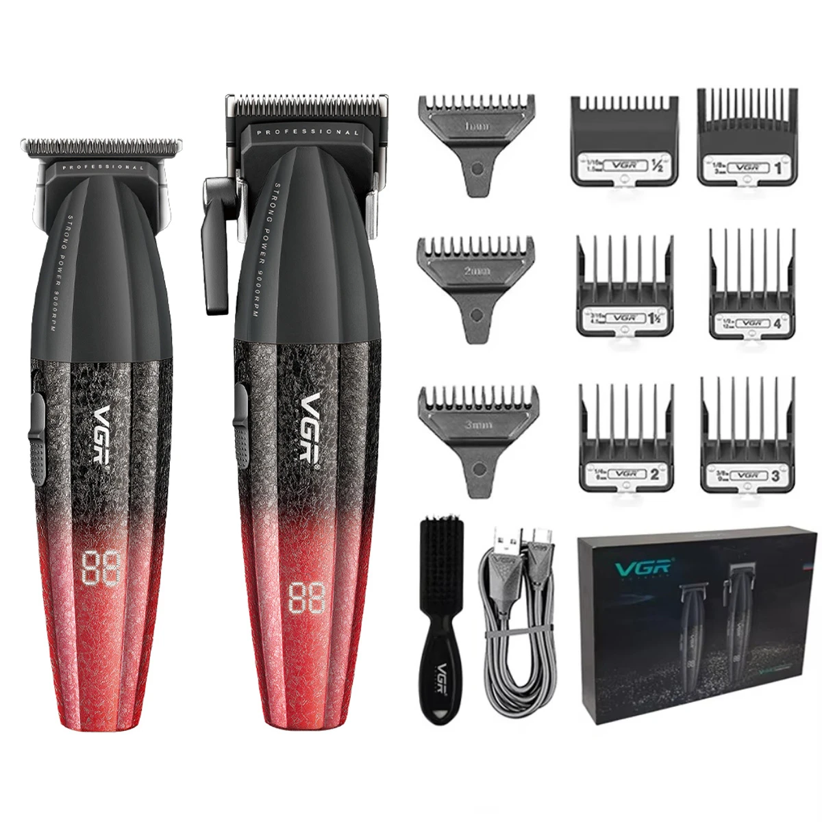 VGR ماكينة قص شعر احترافية ماكينة تشذيب قابلة للشح...