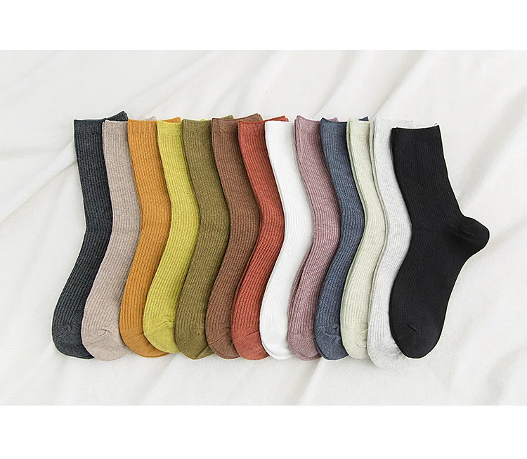 gucci socks women Solid Color Women Sock Autumn Winter New Middle Tube Vertical Stripes Cotton Socks Girl Fshion Simple Socks women's socks