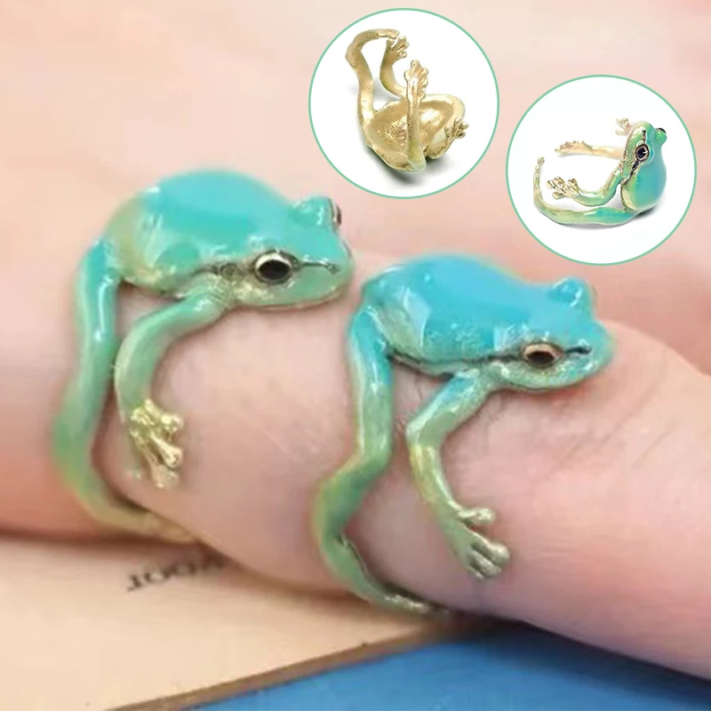 Bague grenouille réglable vert pour homme et femme élégante_voghion.com