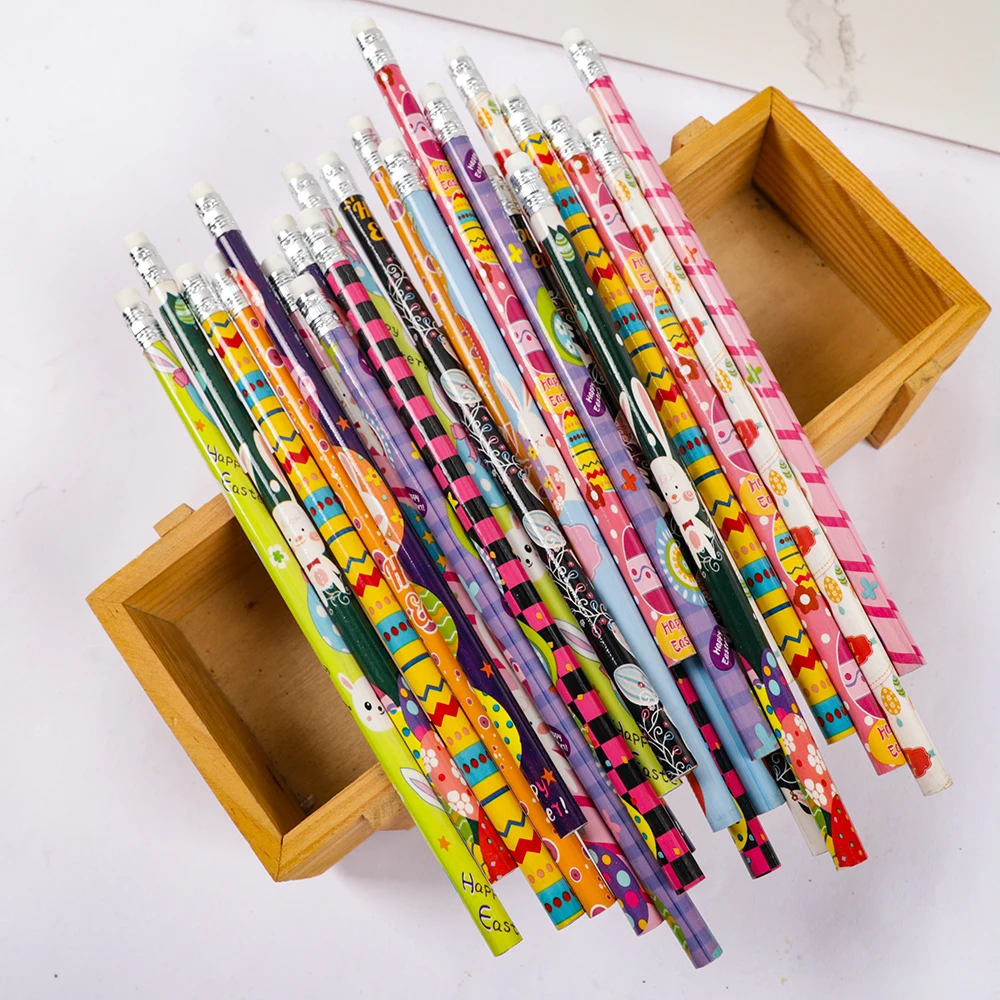 Writing pencils 24Pcs Christmas Easter Heart Football HB Writing Pencils for Kids Party Favors School Stationery