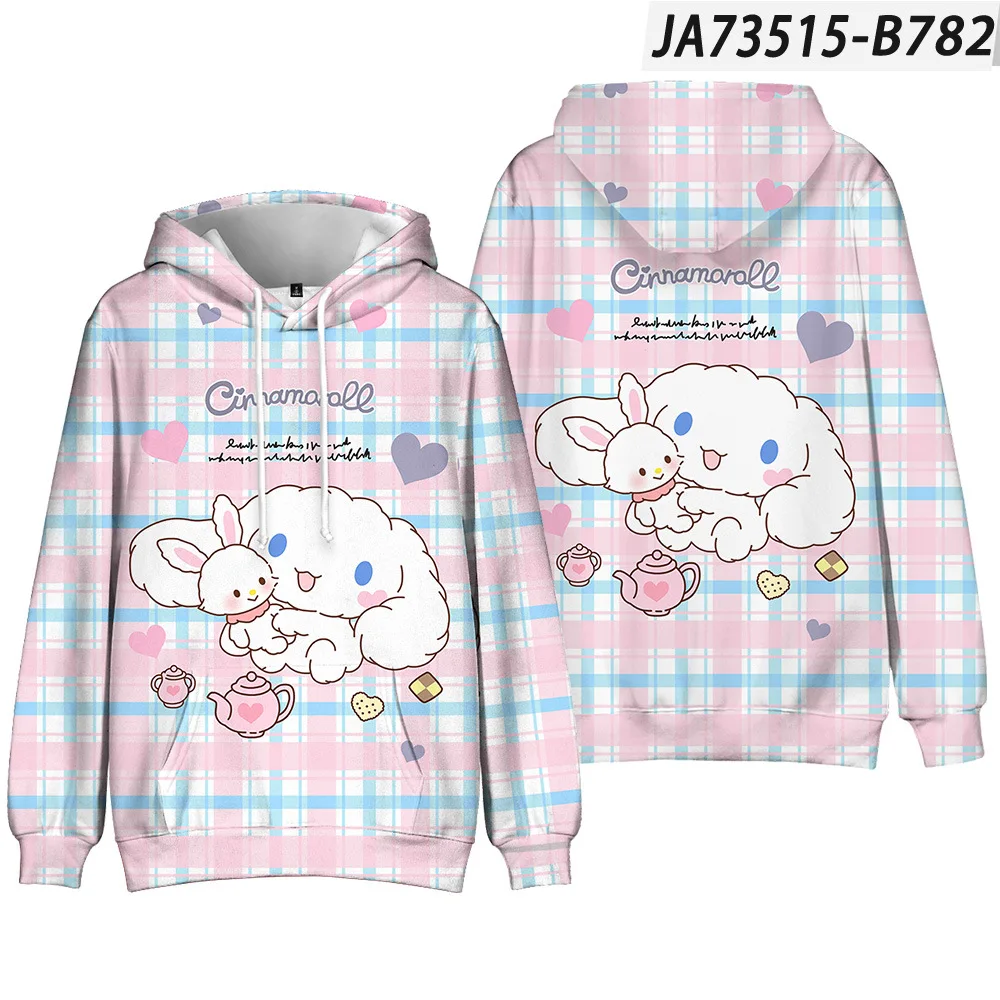 

Новинка, мультяшная Толстовка Sanrio с капюшоном, серия Cinnamoroll, толстовка с капюшоном, милая одежда для пар, теплая одежда для родителей и детей, подарок для пар и детей