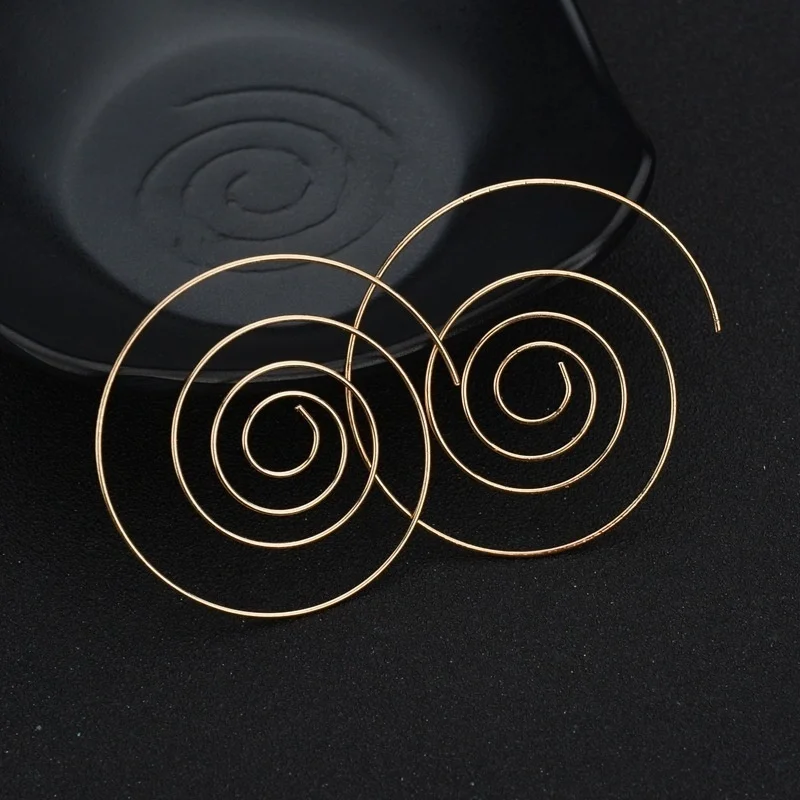 Delysia King Women Cute Unique Temperament Round Spiral Earrings Romantic Alloy Simplicity Aestheticism Geometric Dangler - Image 4