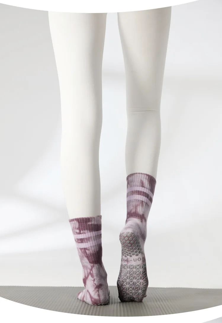 Yoga Socks Autumn Winter Women Tie-dye Gradient Stripe Pile Cotton Silicone Non-slip High Quality Pilates Grip Crew Socks 58 S41561009fe65490dbe57994222f300ebk