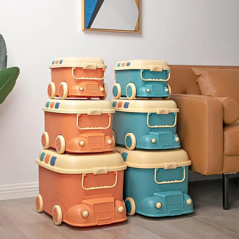 Children's Toys Storage Box, Home Thickening Organizer, Cute Funny Little Train Storage Box, Baby Clothes Snacks Box